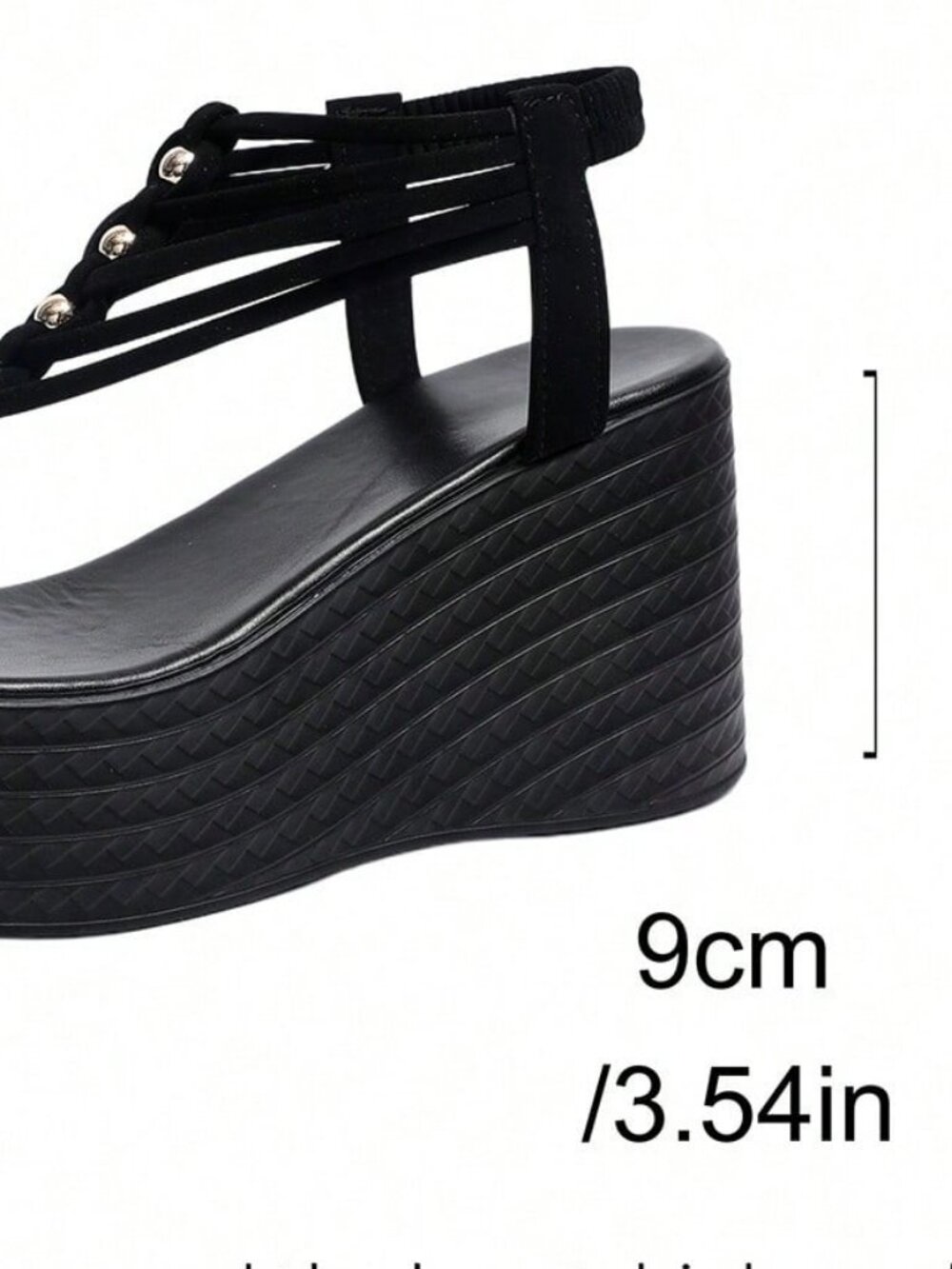 Black Chic Women's Wedge Heel Beaded detailed Thong Sandals - Picture 2 of 10